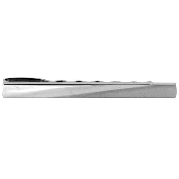 Diagonal Brushed & Shiny Rhodium Tie Slide