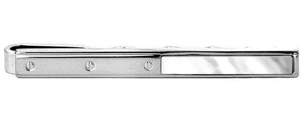 Half MOP With Screw Design Rhodium plated Tie Slide